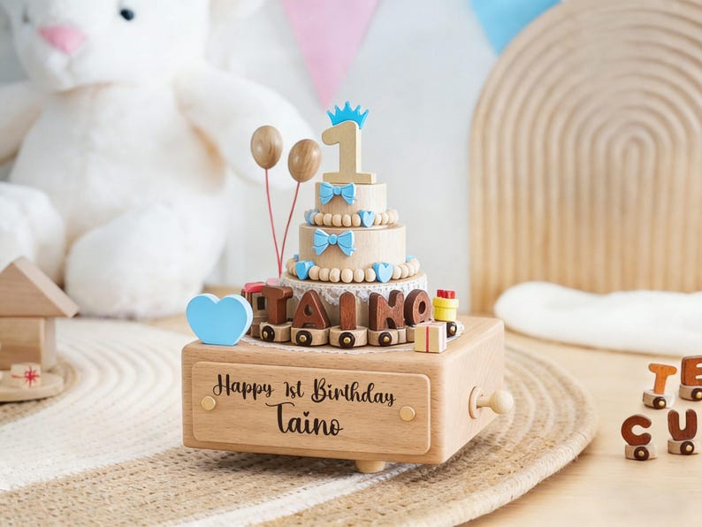Boîte à musique en bois personnalisée : cadeau de baby shower image 7