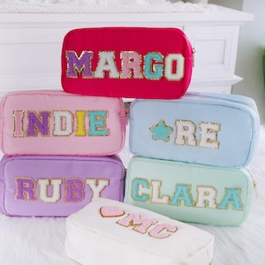 Personalized Nylon Pouch, Large Makeup Bag Sewn Patch, Bags for patches, Toiletry Bags, Name Cosmetic Bags, Gift pouch, Gift For Her
