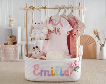 Juego de cestas para baby shower: decoración de armario para habitación infantil, cesta de almacenamiento para recién nacidos, juego de regalo navideño para bebé.