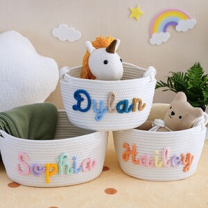 Baby-Dusche-Geschenk-Korb, personalisierte Baby Geschenk Kinderzimmer Dekor Korb, Baby Namen Geschenk, Baby Girl Geschenk, Baby Jungen Geschenk, Aufbewahrungskorb, Neugeborenen Geschenk