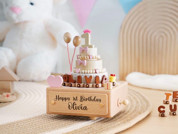 Custom Wooden Music Box: 1st Birthday Gift, Baby Shower Gift, Gift for First Easter