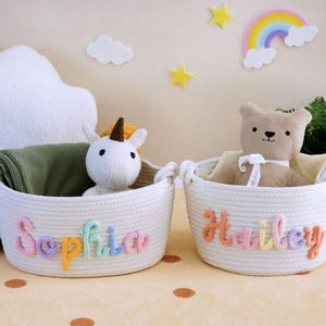 Baby-Dusche-Geschenk-Korb, personalisierte Baby Geschenk Kinderzimmer Dekor Korb, Baby Namen Geschenk, Baby Girl Geschenk, Baby Jungen Geschenk, Aufbewahrungskorb, Neugeborenen Geschenk