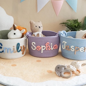 Personalisierter Baby-Geschenkkorb, Baby-Namensgeschenk, Baby-Mädchen-Geschenk, Baby-Jungen-Geschenk, Aufbewahrungskorb, neugeborenes Geschenk