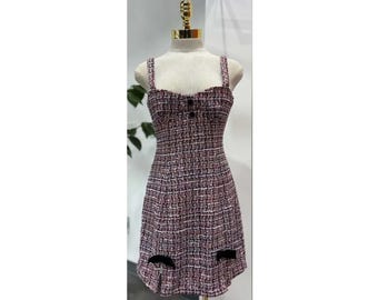 Chic Tweed Button-Front Sleeveless Mini Dress