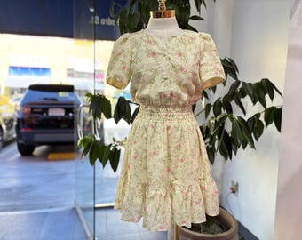 Embroidered Floral Puff Sleeve Mini Dress with Smocked Waist