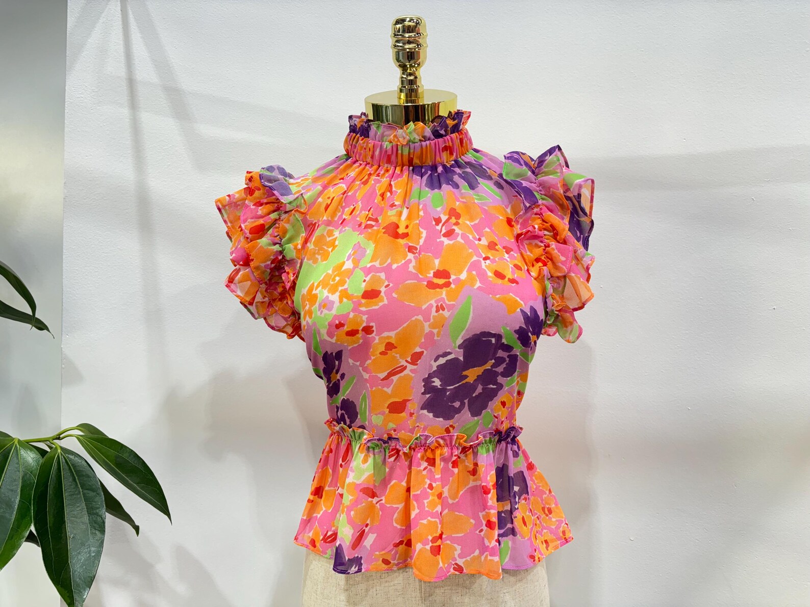 Floral Ruffle Peplum Blouse main image 0