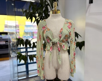 Floral Tie-Front Peplum Blouse Sizes