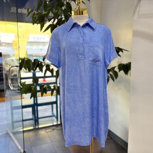 Mineral Wash Collared Pocket Shirt Dress