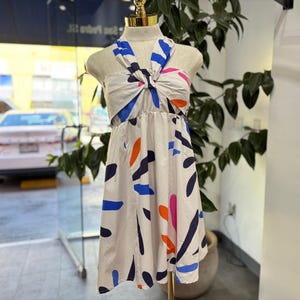 Women’s Abstract Print Halter Neck Mini Dress