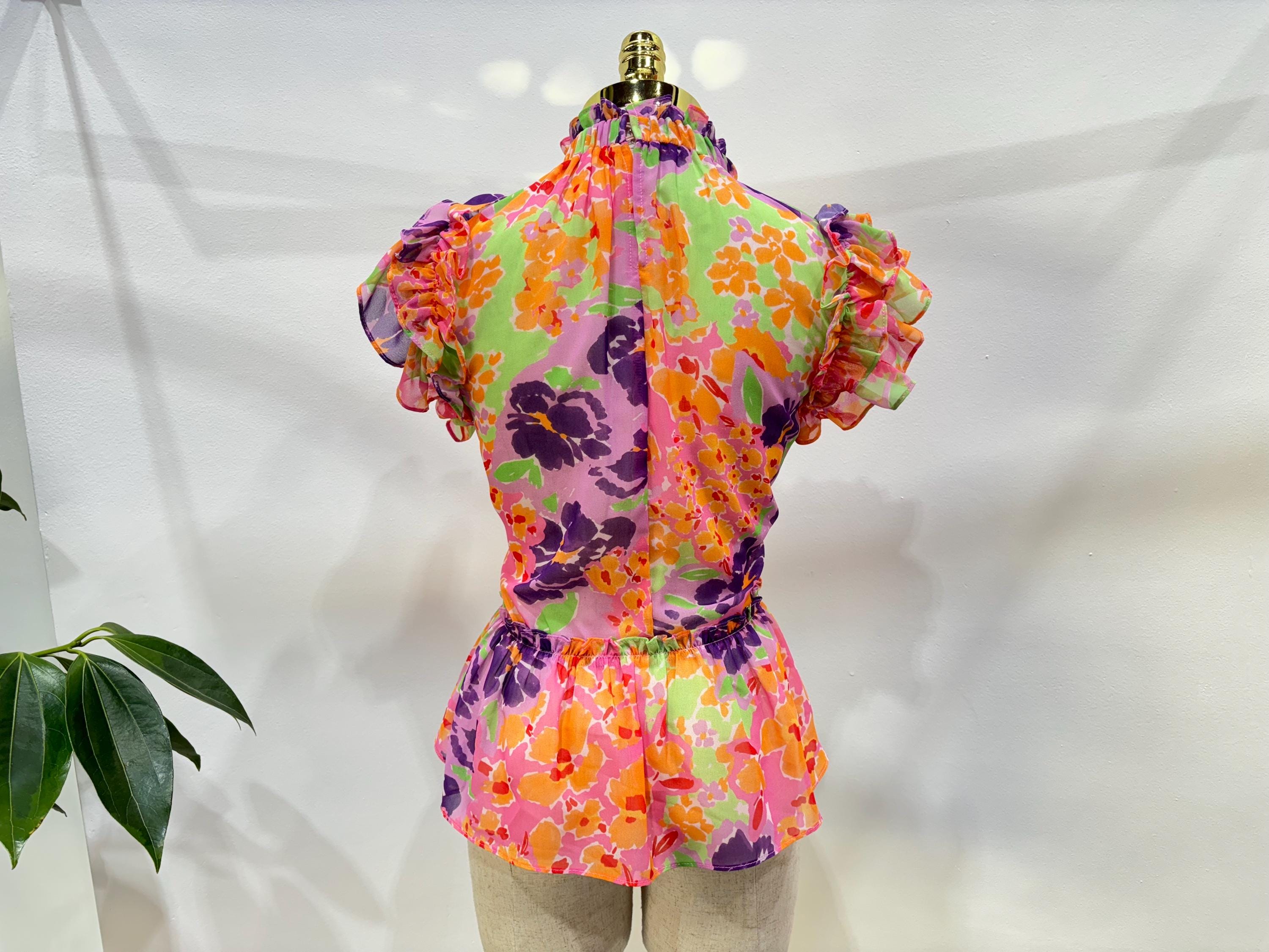 Barbara Waffle Floral Peplum Blouse main image 0