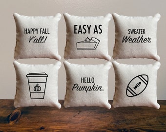 Fall/Autumn Mini Pillows with Optional Ornament Hanger