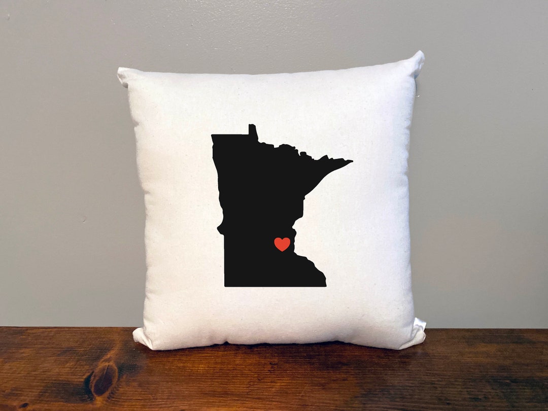 Minnesota Pillow With Optional Heart Etsy