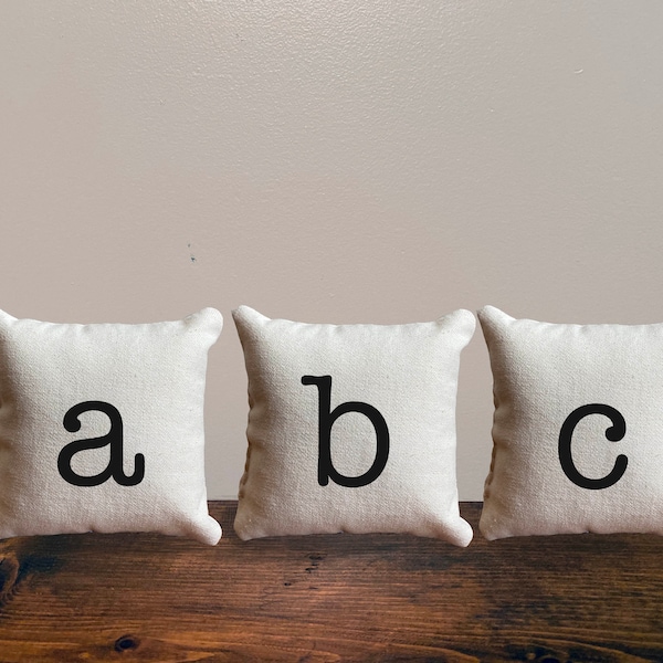 Choose Your Letter Typewriter Font Mini Pillows with Optional Ornament Hanger