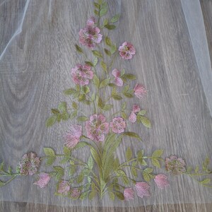 Vibrant bridal veil wild flowers embroidered floral veil wildflower Colorful fine veil Flowery Cathedral custom length veils from Ukraine image 10