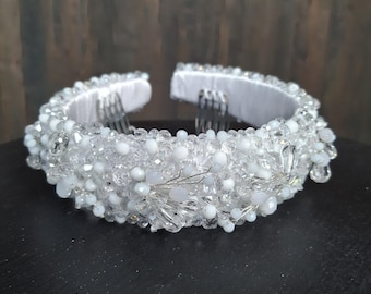 Pearl bridal hair accessories Boho bridal pearl hair accessory pearl bridal headband Pearl wedding headband beaded head piece boho headbands