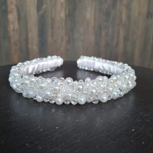 Pearl headband Bridal pearl headband Ivory pearl wedding tiara Bridal headpiece boho bridal headbands bridal accessor pearl wedding headband
