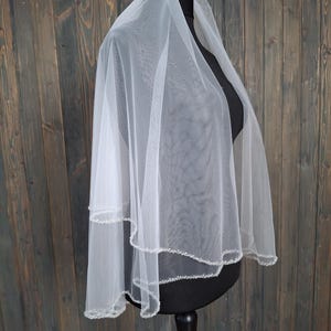 Beaded two tier wedding veil Bridal veil short beaded veil Blusher veil in knee length veil ivory short veil Bridal veil Short veil on comb