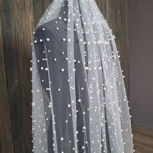 Voile de mariée garniture voile de perles Voile de mariée nacre Voile de perles éparses long voile de perles cathédrale Voile de mariage du bout des doigts ivoire