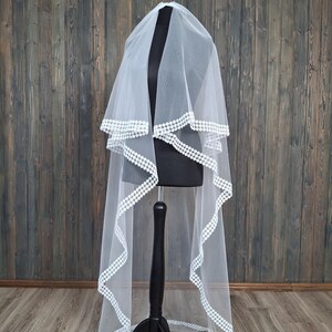 Velo bohemio con ribete de encaje, velo colorete con peine, velo de novia con ribete de encaje, velo retro de novia hasta el suelo, velo colorete largo.