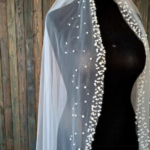 Wedding veil pearl edge Pearl veil chapel length veil Pearls cathedral veil Pearl edge wedding veil thin pearl veil Pearl bridal veil