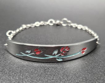 Handcrafted spoon handle bracelet, Patina blue