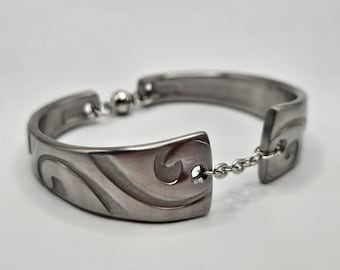 Handcrafted spoon fork handle bracelet, swirls, Small