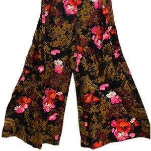 Rare Vintage FLORAL Bell Bottoms 1960's Flower Pattern Palazzo Pants XXS image 1