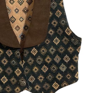 Vintage TAPESTRY Black & Brown Vest Cropped Southwestern Vest Medium image 3