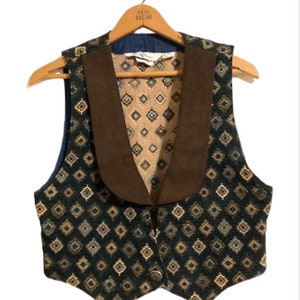 Vintage TAPESTRY Black & Brown Vest Cropped Southwestern Vest Medium image 2