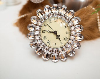 Vintage Rhinestone Desk Clock - Pier 1 Imports - Bling Gem Mini Clock