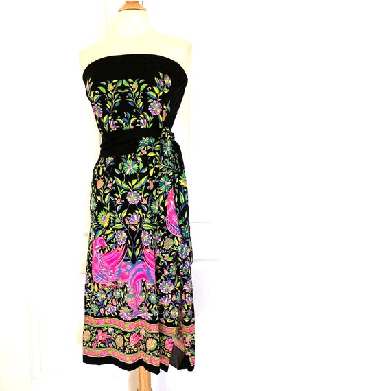 MR DINO Vintage 70's PEACOCK Maxi Skirt / Dress