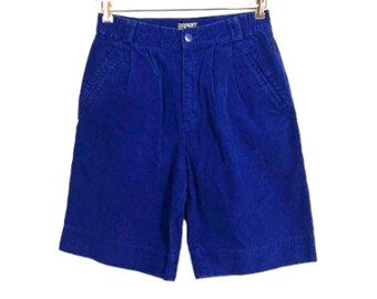 Vintage Blue CORDUROY Hight Waisted Shorts - ESPRIT Royal Blue Shorts - Size 7