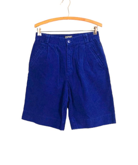 Vintage Blue CORDUROY Hight Waisted Shorts - ESPRI