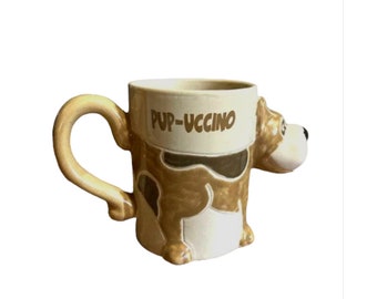 RARE Vintage 3D Pup-uccino Mug - 1970's Puppy Coffee Mug - Brown Dog Cup