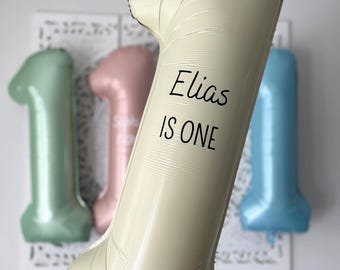 Ballon erster Geburtstag mit Name personalisiert, 1. Geburtstagsballon, Geburtstagsdeko, Zahlenballon 1, Ballon Zahl 1