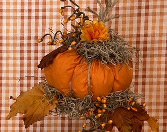 Handmade Pumpkin Shelf Sitter, Bed Spring Fall Decor