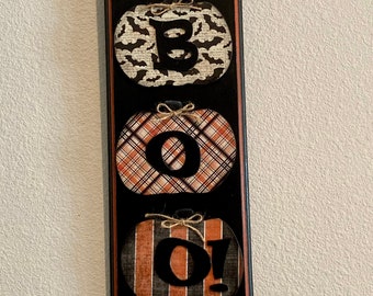 Handmade BOO Halloween Pumpkin Sign, 3D Decor