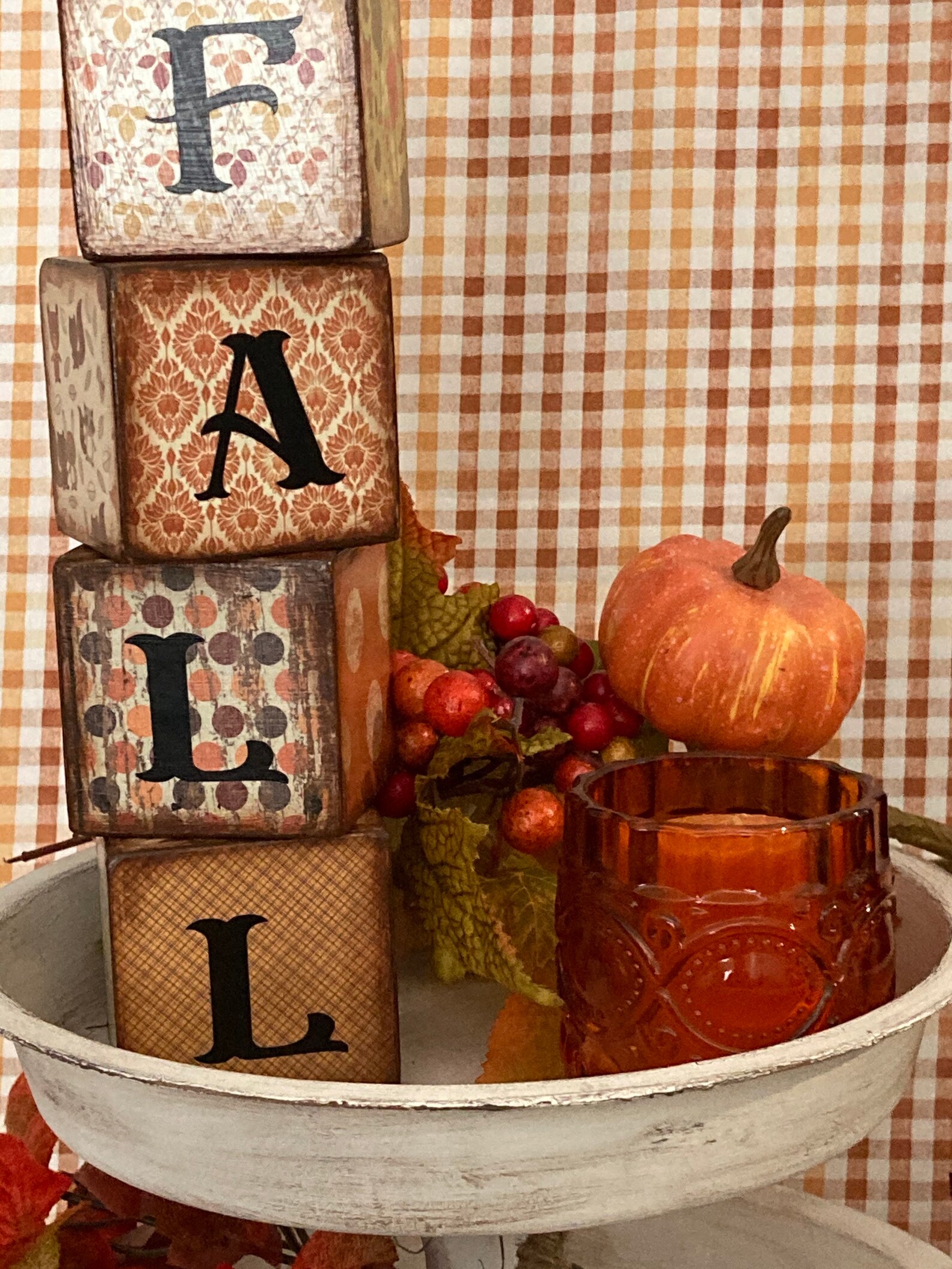 Fall Wood Blocks Decor Harvest Decor Farmhouse Decor Tier Etsy