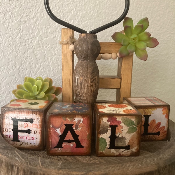 Fall Wood Blocks Decor, harvest decor, farmhouse decor, tier tray decor,halloween blocks, fall decor, fall blocks, handmade