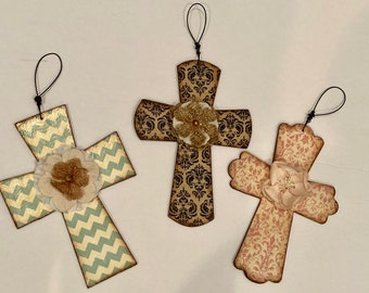 Handmade Cross, decoupaged cross, cross decor, farmhouse decor, bedroom decor, inspirational cross decor, fancy cross, Easter cross