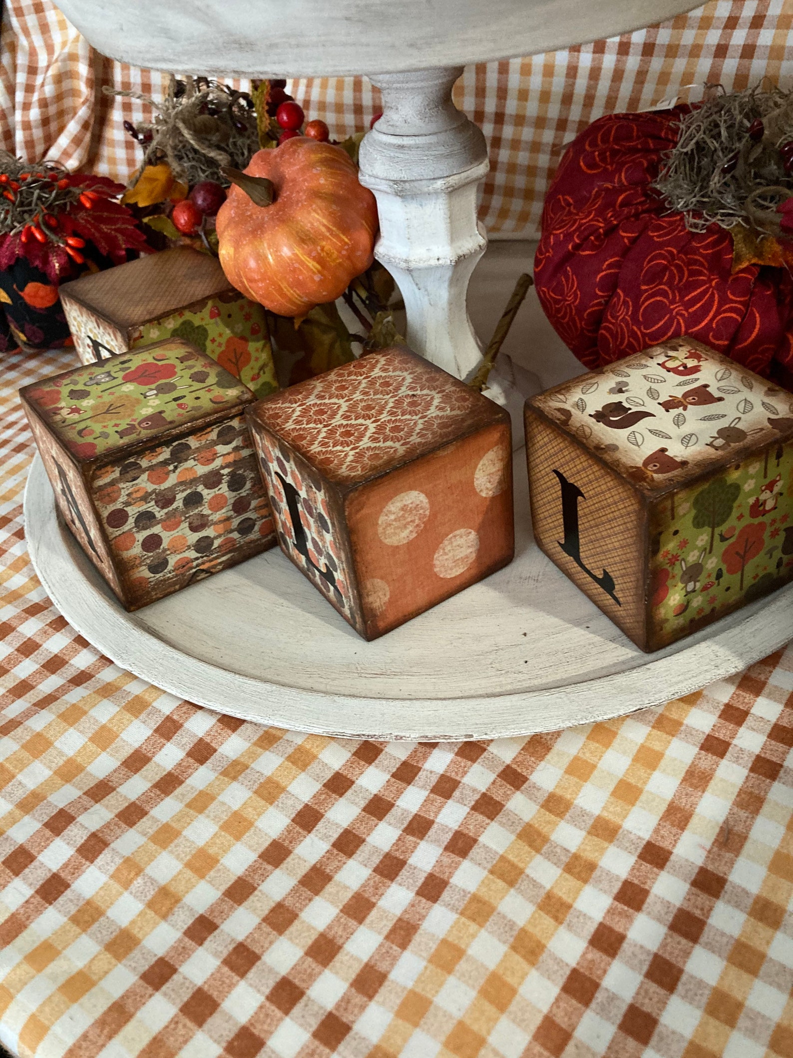 Fall Wood Blocks Decor Harvest Decor Farmhouse Decor Tier Etsy
