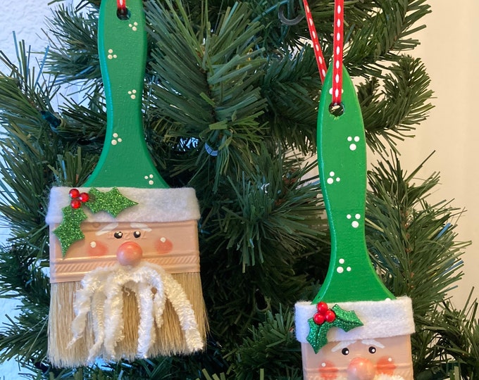 Paintbrush Santa Ornaments, Christmas Tree Ornaments, Paintbrush