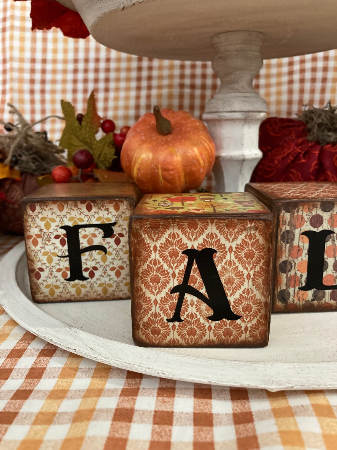 Fall Wood Blocks Decor Harvest Decor Farmhouse Decor Tier Etsy