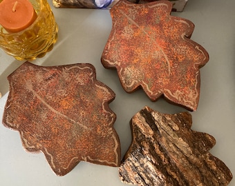 Fall Leaves Handpainted, wooden leaves, tabletop decor, harvest decor, tier tray decor, fall leaves, painted leaves, fall decor,