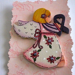 Purple ribbon awareness angel pin