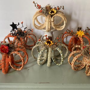 Pumpkin Fall Rings, pumpkin decor, pumpkin centerpiece, tier tray decor, fall decor fabric pumpkins, shelf sitter