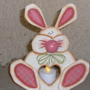 Springtime Bunny Tealight, Easter decor, bunny decor, spring time decor, shelf sitters, tealight decor, Easter bunny decor,