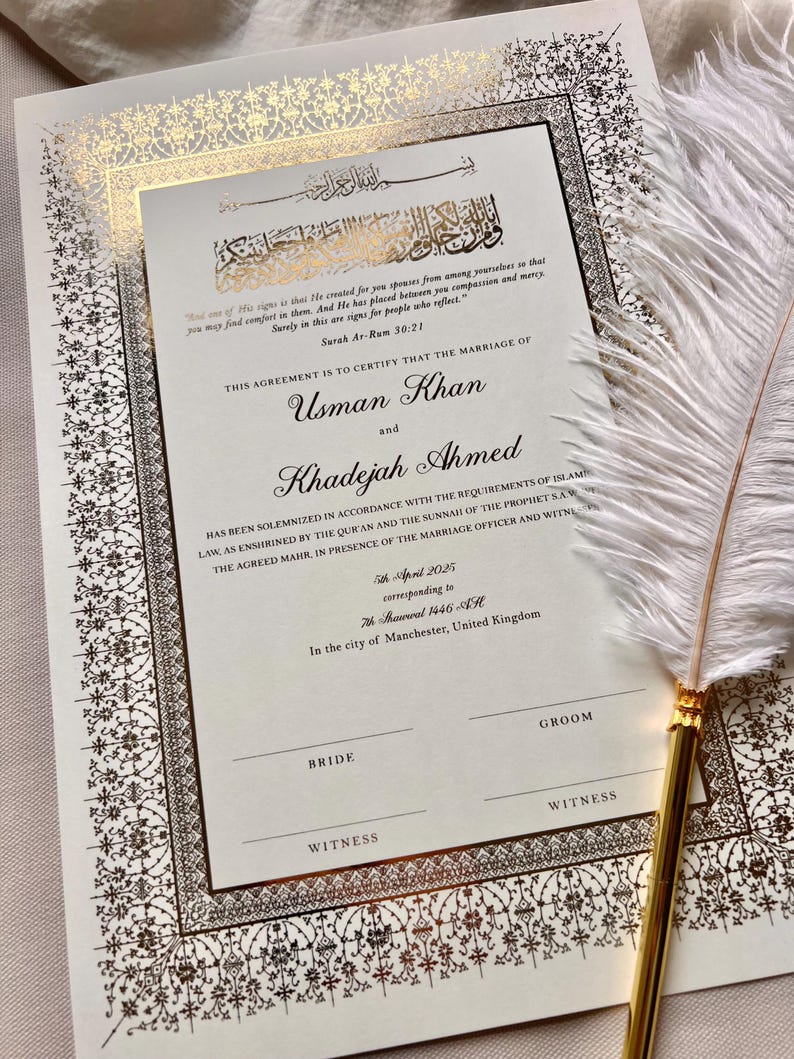 A4 nikkah certificate 11x17, modern nikkah designs, nikkah certificate with fingerprint, nikkah certificate thumbprint, custom nikah template, boxed nikkah, nikkah name in frame, nikkah name and frame, nikkah pen names, Islamic marriage contract
