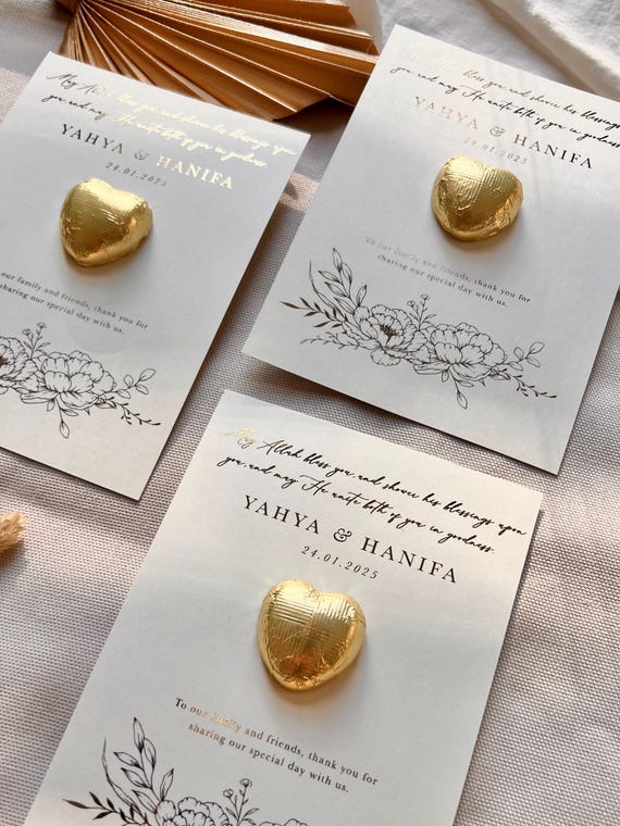 Gold Foiled Wedding Favour Chocolate: Luxury Nikkah Katb Kitab