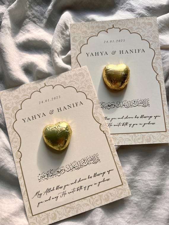 Gold Foiled Chocolate Wedding Favors: Luxury Nikkah Katb Kitab